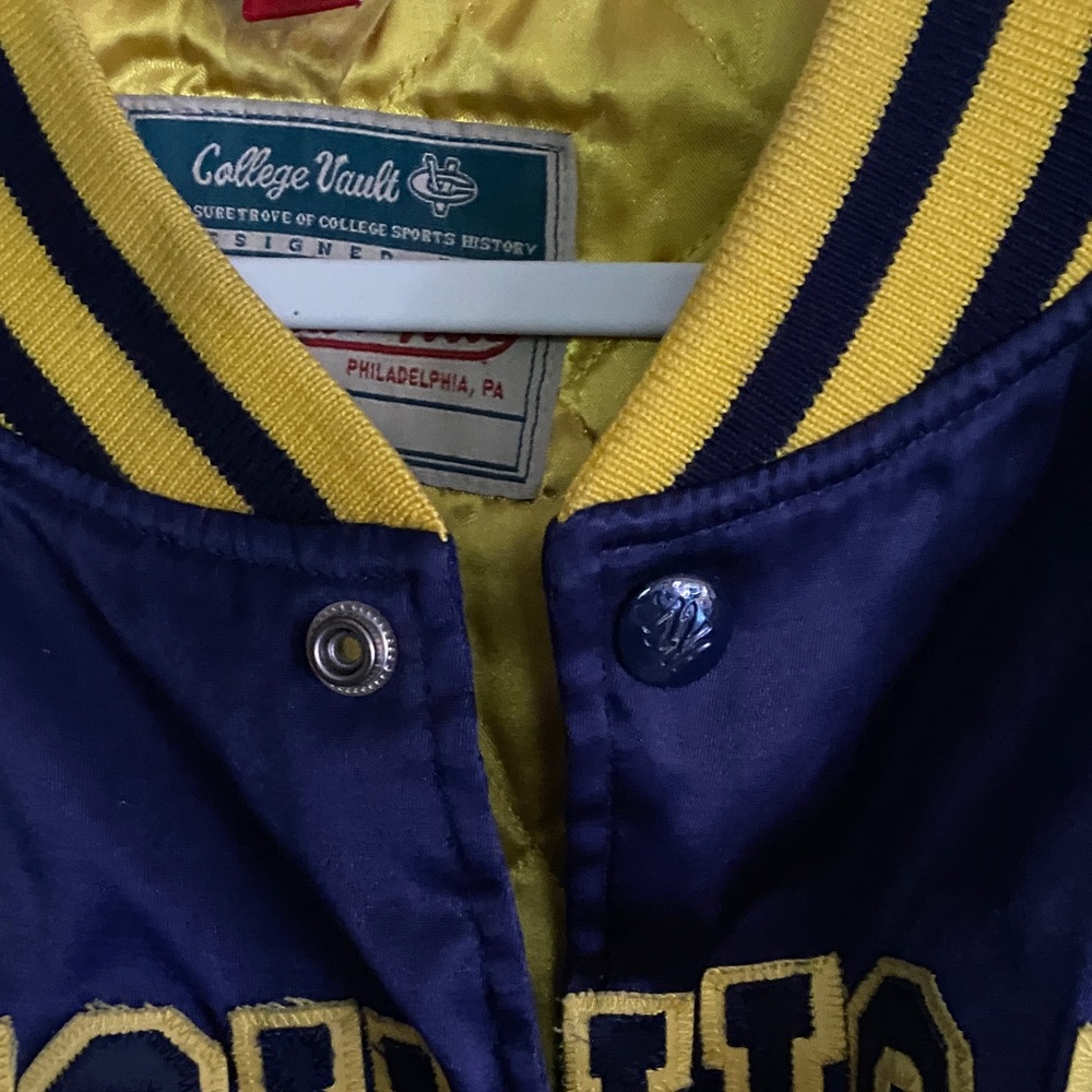 Mitchell & Ness Michigan Letterman Style Blue and Yellow Jacket - Picture 14 of 15
